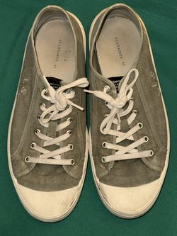 All Saints Men's Size 12/EU45 Olive Canvas Low Top Sneakers
