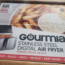 Gourmia 8 qt Digital Air Fryer with 12 One-Touch Functions & Guided Cooking Stainless Steel
