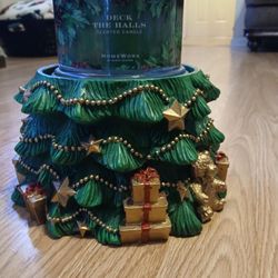 Green Tree Pedestal W/Candle