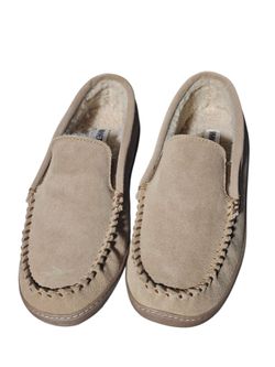 Suede Moccasin Slippers with Sherpa Lining