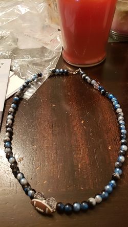 Dark blue galaxy ombre football necklace