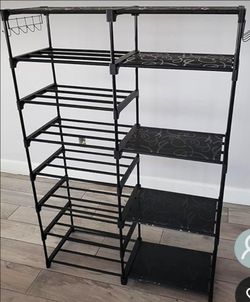 Black Multi-Tier Shoe Rack Organizer