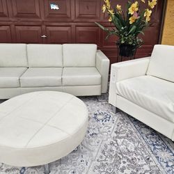 Beautiful Living Room Set Of Couch And Chair With Lounge Totally Deep Clean Good Condition Leather Furniture 