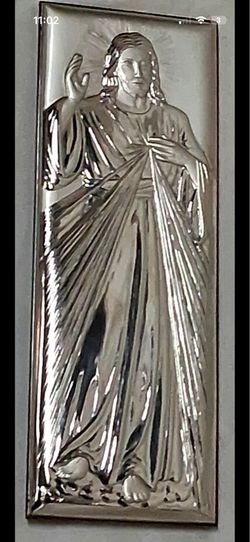 Max Valiano Wood & Sterling Silver Italy Jesus High Relief Plaque 12.25“X4.25“
