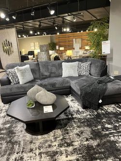 Contemporary design 2 Pc sectional features Chic and sleek in dark neutrals