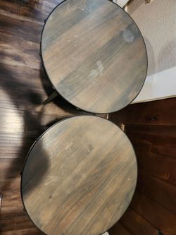 Round Wood Top Side Tables – Set of 2
