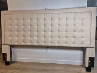 CREAM TUFTED UPHOLSTERY KING HEADBOARD -  82"W x 53"H