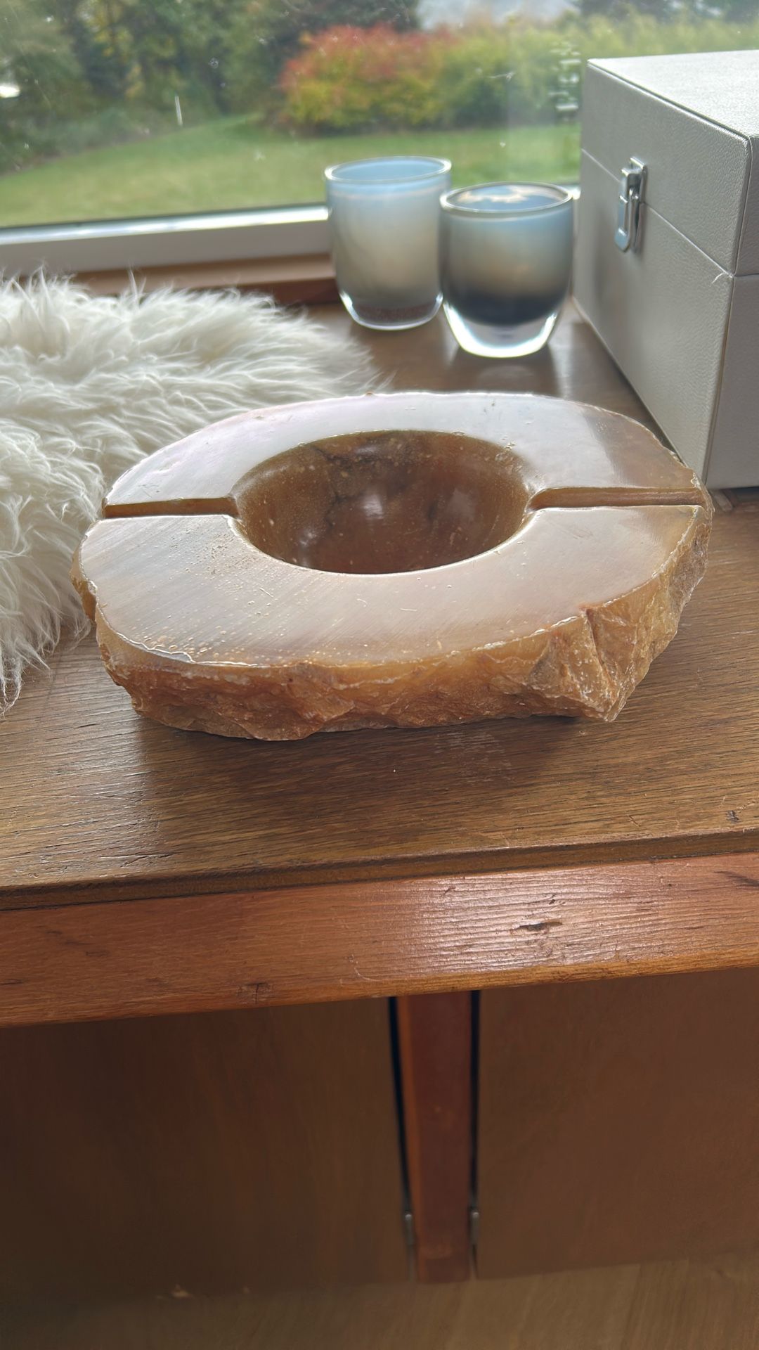 Mid Century Italian Oversize Alabaster Ashtray