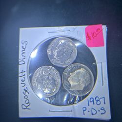 1987 P-D-S Roosevelt Dimes 