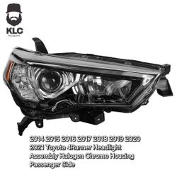 2014 2015 2016 2017 2018 2019 2020 2021 Toyota 4Runner Headlight Assembly Halogen Chrome Housing Passenger Side