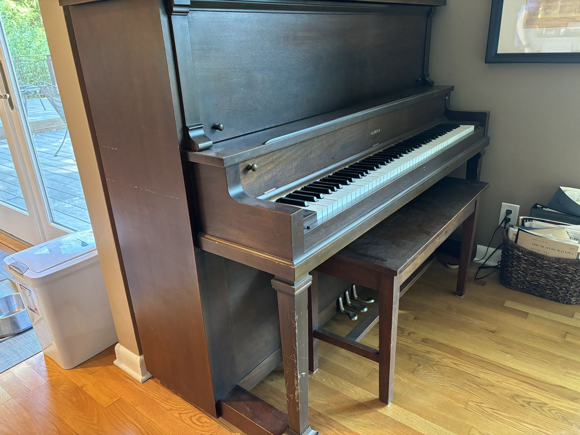 FREE Aldrich Upright Piano with Bench