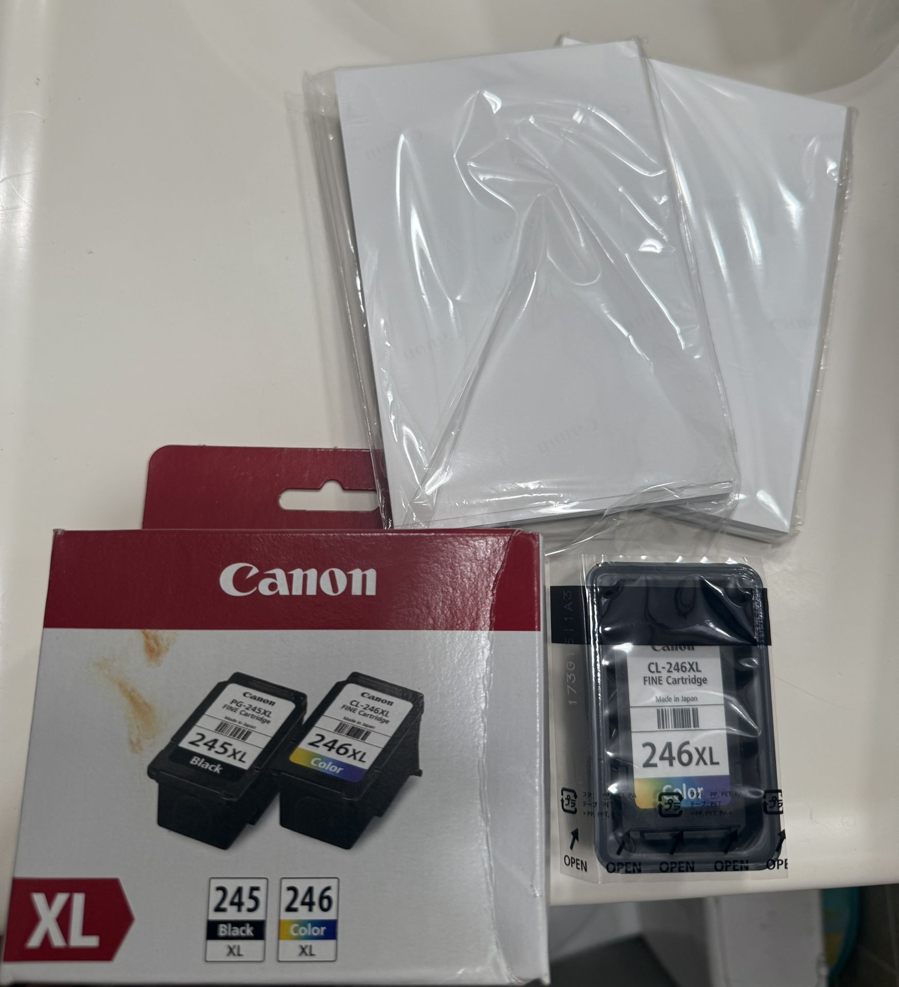 Canon 245XL 246XL Printer Ink & 4x6 Blank Photo Paper