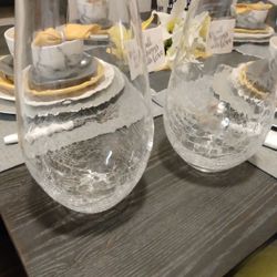 2  Medium Size Clear Glass Vases