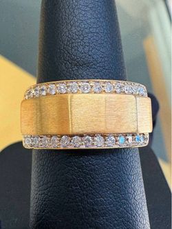 18k yellow gold 0.5CTW Natural Diamond Fashion Wedding Band Ring sz 7.5