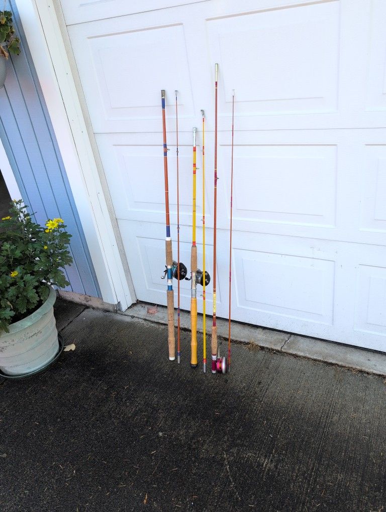 Lot of 3 Fly And Fishing Poles With Reels