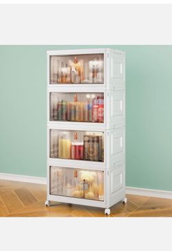 4 Tier Storage Bins with Lids, 23QT Stackable Closet Organizers and Storage