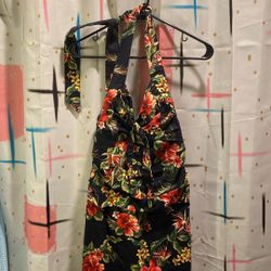 Tropical Sundress Halter Dress Medium 