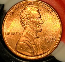 1990 Lincoln Memorial Penny Wide AM Reverse. Red Beauty