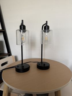 Two Dimmable Bedside Lamps With Chargers