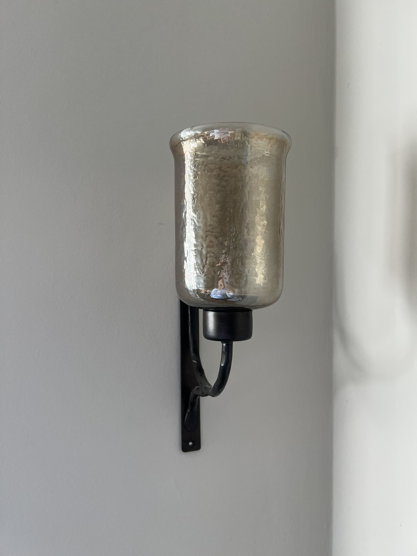 Wall Sconce Candle Holder – Bronze Hammered Glass & Black Metal (2)