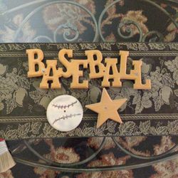 Carved Wooden Baseball Star And Baseballs