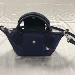 LongChamp Le Pliage Tres Paris Navy Mini pouch with Shoulder Strap