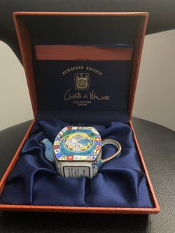 Charlotte di Vita Numbered Edition ELEPHANT Enamel Teapot Watering Hole Trade