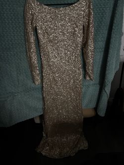 Gold Sequin Long Sleeve Maxi Dress