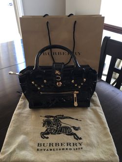 Burberry black patent leather handbag