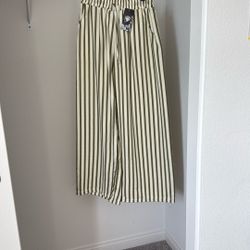 Green Cream Stripe Banding Pants 