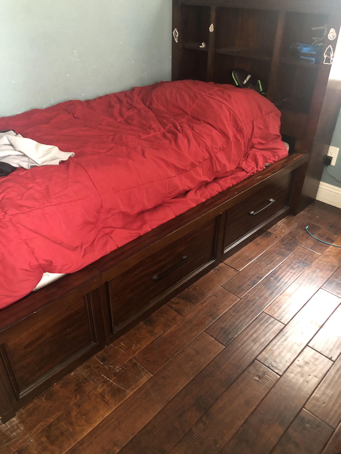 Twin size captains bed