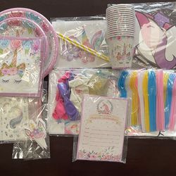 Unicorn Party Supplies Set, Unicorn Birthday Packs For 16 guest