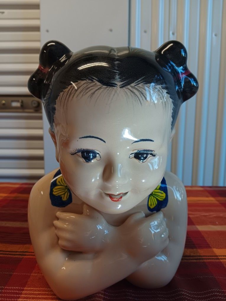 Vintage porcelain Chinese-woman pillow-headrest