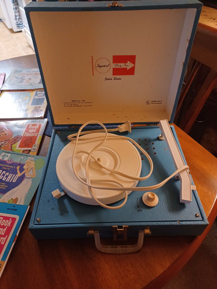 Vintage Record Player With Records 