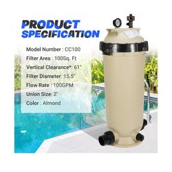 Pentair Clean & Clear Single Cartridge Pool Filter Assembly, 100 Sq. Ft., 100 GPM (Model EC-160316 / 160316) 💧 Product Overview: Crystal Clear Water,
