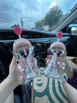 Starbucks Pink Bearista Glass Cold Cups