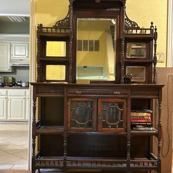 Antique Cupboard Victorian Buffet Hall Cabinet 
