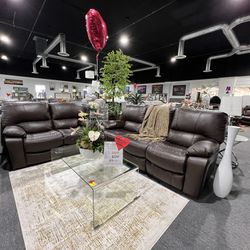 2 Pc Power Recliner Sofa And Loveseat Real Leather🎈🎈🎈