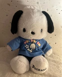 Build A Bear Sanrio Pochacco Plush 16" & Blue Soccer Outfit Shirt Shorts Set