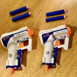 2 Nerf Hand  Guns N-Strike Elite Triad EX-3 Dart Blaster Toy