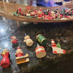 Vintage Handpainted Wooden Mini Figures For Christmas 