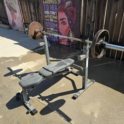 Weight Bench and Curl Bar! Great Deal!