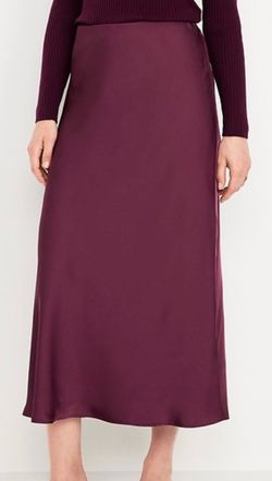 Burgundy Silk Midi Skirt- Women’s Large