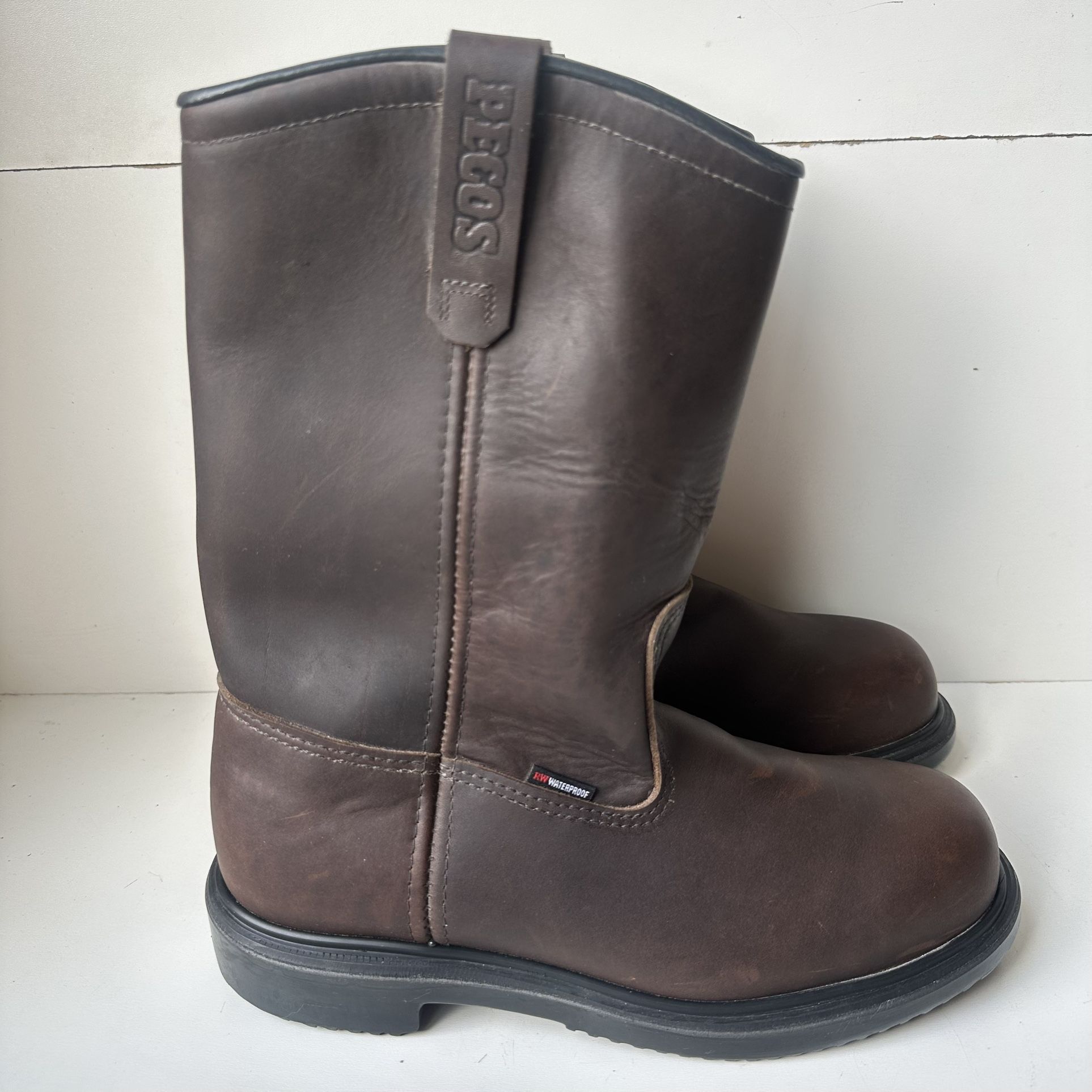 Red Wing Pecos Steel Toe men’s 11” Waterproof Work Boot Supersole Brown2230 Sz10