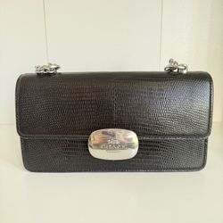 Coach Shoulder Bag Eliza Flap Crossbody Leather Black