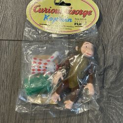 NEW Curious George Basic Fun Keychain 1998 Bag 493-0