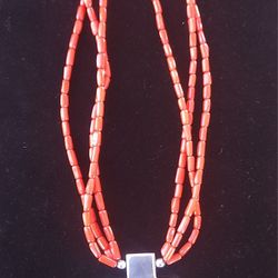 Native AMERICAN CORAL STERLING CROSS