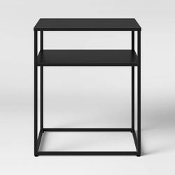 Modern Black Metal End Table / Storage Stand