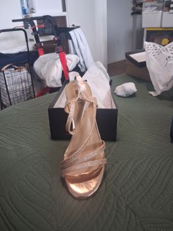 Rose Gold Glitter Strappy Heeled Sandals