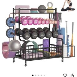 Sensweet Weight Rack For Dumbbells With Wheels And Hooks 